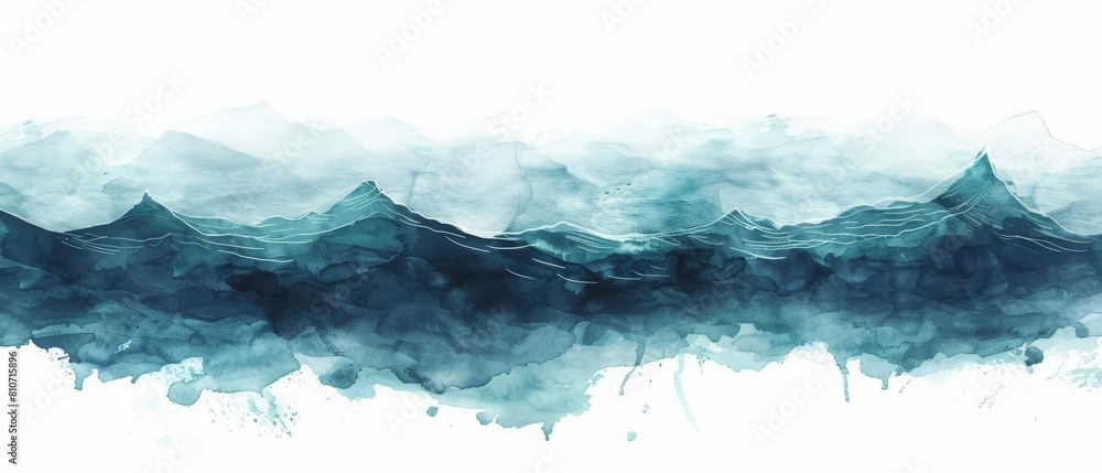 A fantastic watercolor of a deep ocean scene, mysterious and inviting, isolated with a white background A fantastic watercolor of a deep ocean scene, mysterious and inviting, isolated with a white background