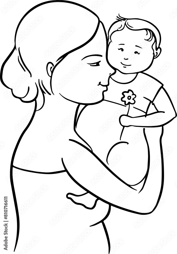 Elegant greeting card design with a flower and a young girl for a Happy Women's Day celebration Elegant greeting card design with a flower and a young girl for a Happy Women's Day celebration