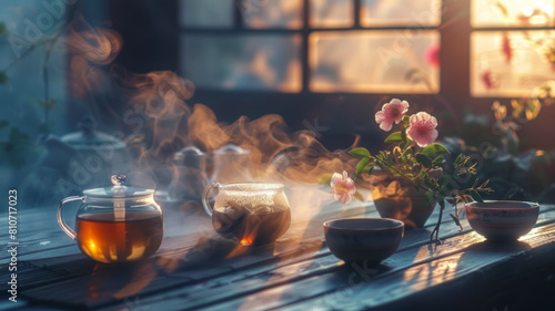 Cozy Sunset Tea Moment by the Window