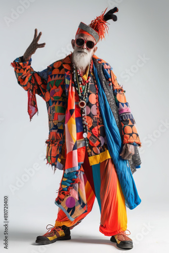 Eccentric Senior Man with Colorful Attire