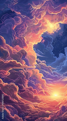 digital rendering of a pixel art cloudy sky, focusing on vibrant colors and sharp, defined edges captivating scene with a mix of swirling clouds and playful textures, evoking a sens