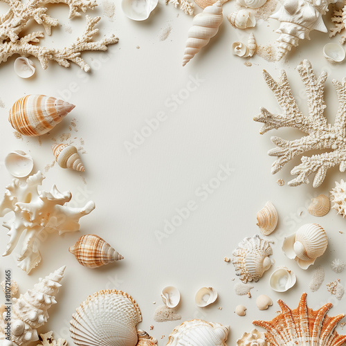 there are many shells arranged in a circle on a white surface