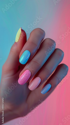 Bright Multicolor Summer Nail Art