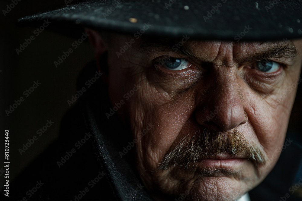 Image generative AI of male person in cinematic film noir style Image generative AI of male person in cinematic film noir style