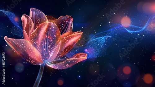 Abstract image of a tulip in the form of a starry, generative Ai #810723673