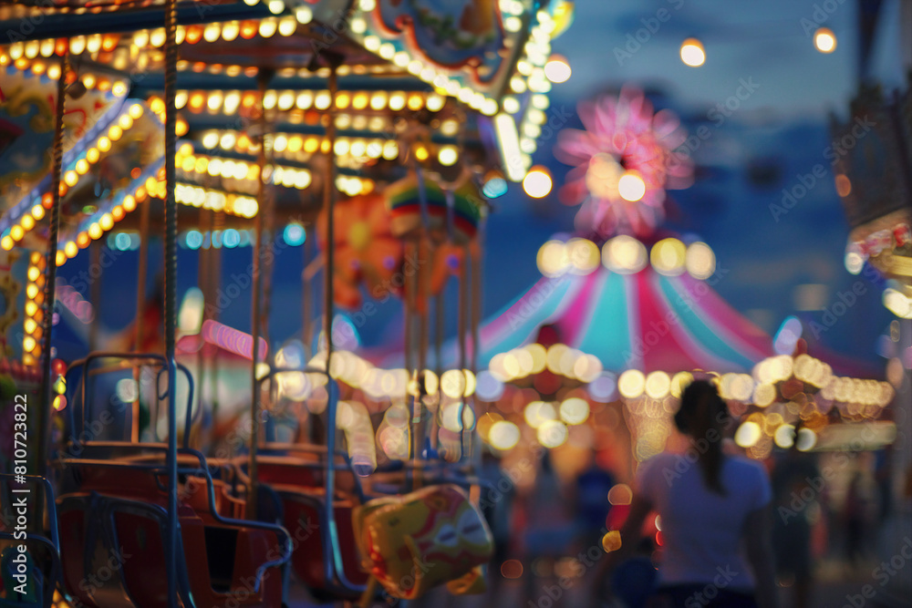 Image of cheerful people enjoy summer weekend fair in amusement park made with generative AI Image of cheerful people enjoy summer weekend fair in amusement park made with generative AI