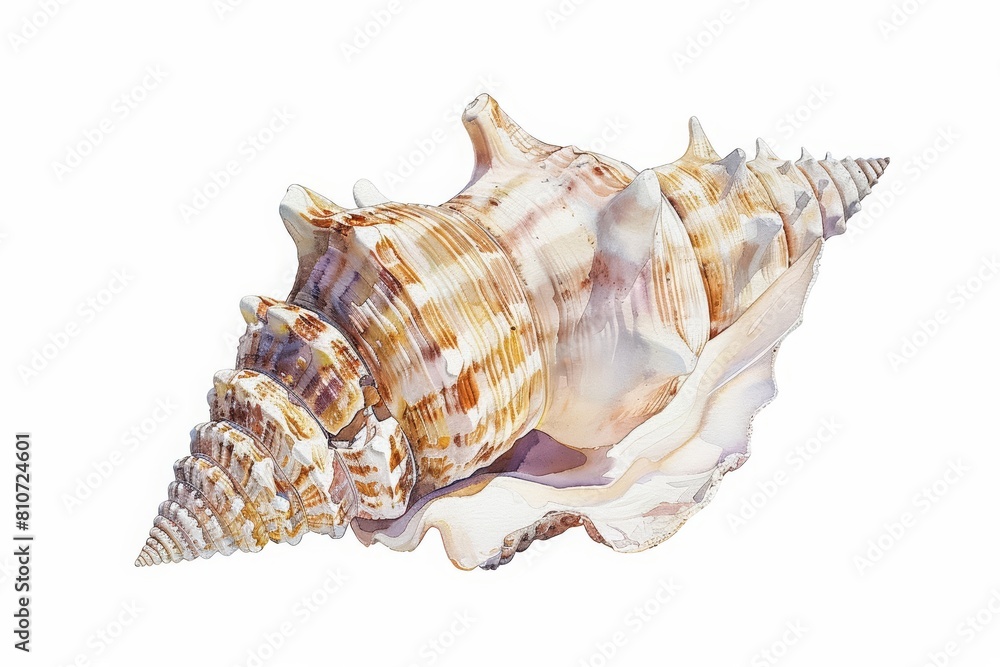 A small watercolor of a delicate seashell, intricate and unique, isolated minimal with white background A small watercolor of a delicate seashell, intricate and unique, isolated minimal with white background