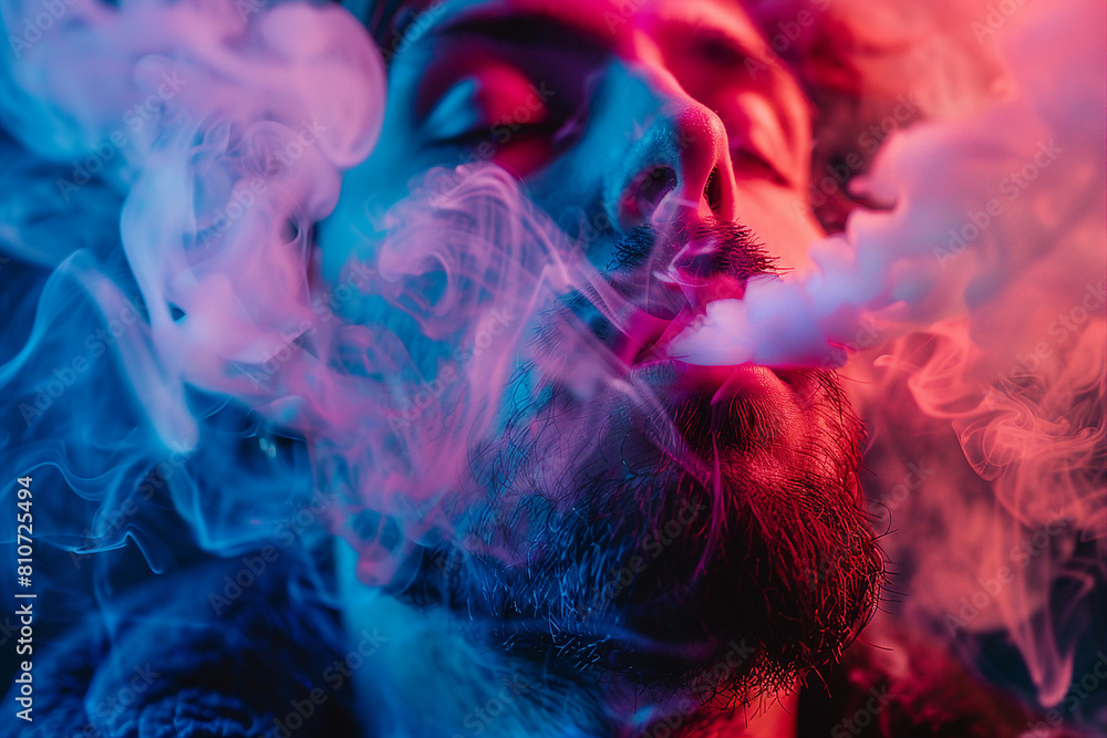 Vibrant vape artwork smoking e-cig concept unhealthy habit Generative AI illustration Vibrant vape artwork smoking e-cig concept unhealthy habit Generative AI illustration