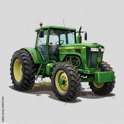 green tractor isolated on white