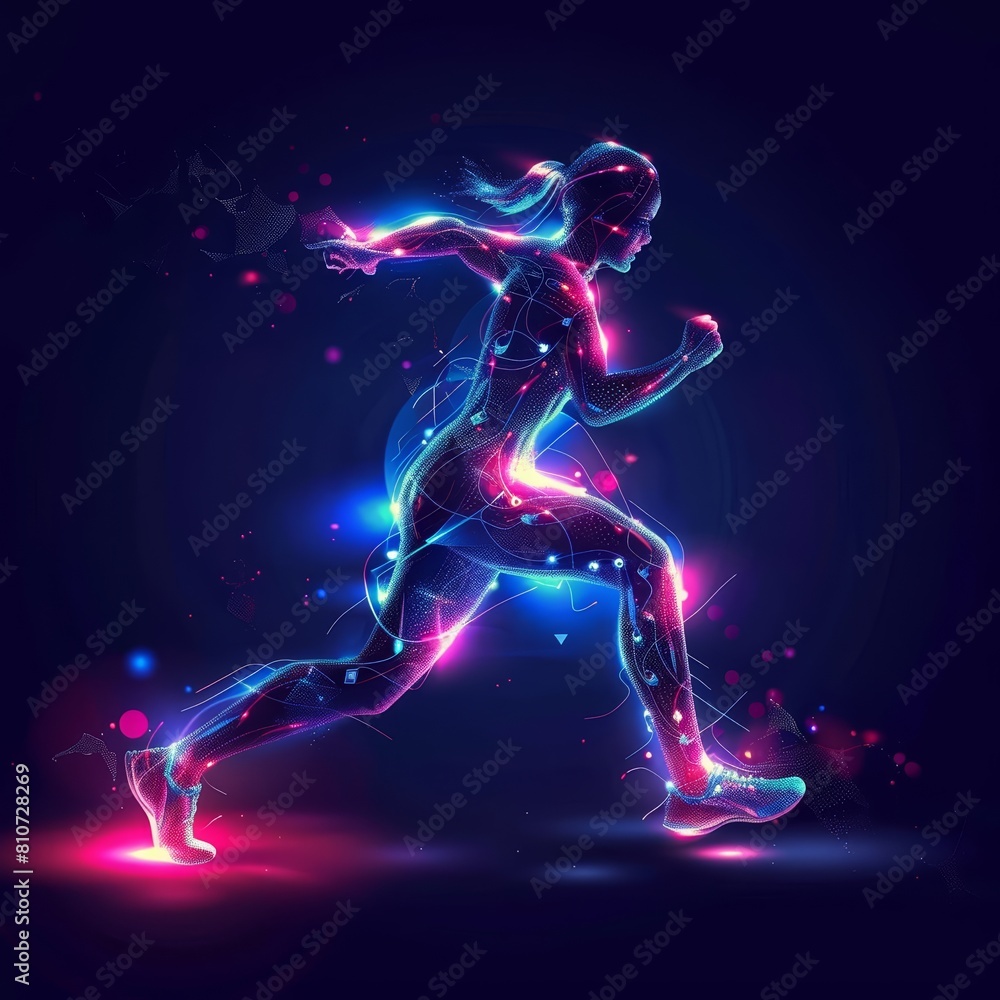 Abstract banner of personal fitness in futuristic styles, promoting health and wellness, banner best copy space