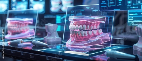 Multiple Holographic Displays Showing Dental Structure CrossSections photo