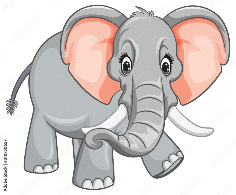 Fototapeta premium Adorable grey elephant with large pink ears