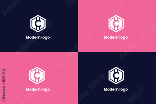 letter c finance company logo, hexagon and letter c logo, euro icon finance company logo, logomark