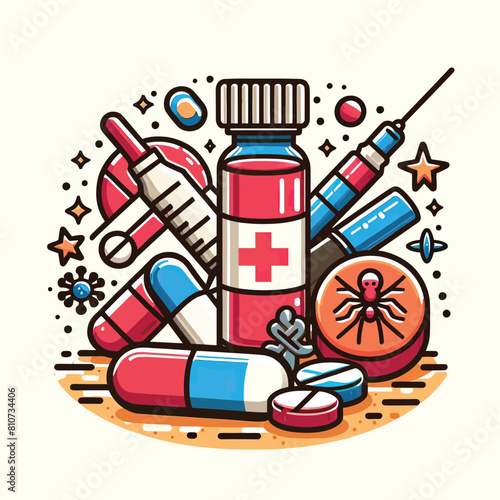 set of medical  and drugs and anti drugs day  icons 