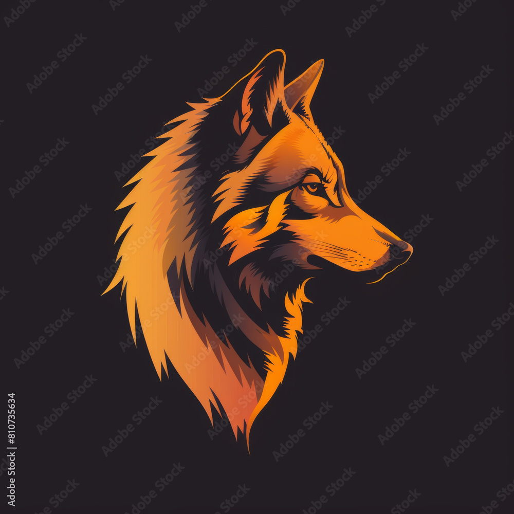Fototapeta premium Hand drawn wolf logo design illustration. Generative AI
