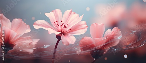 Textured background with abstract pink flower stamens providing ample copy space for text decoration photo