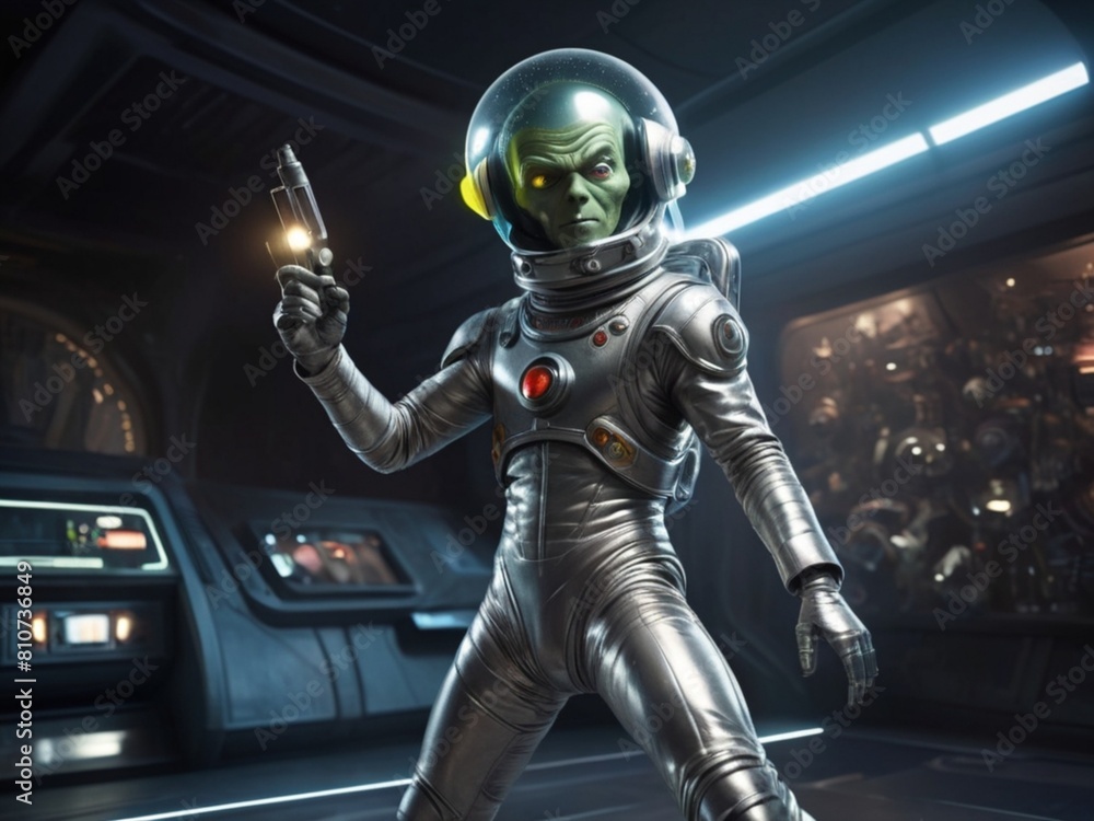 Naklejka premium cyber woman in space