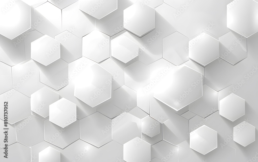 Abstract white background with hexagon shape and light glowing effect for technology, science or medical concept design
Abstract white background with hexagon shape and light glowing effect for technology, science or medical concept design