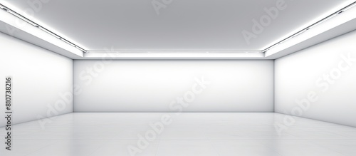 Wallpaper Mural An art gallery s interior features an empty white wall illuminated by spotlights with ample space for displaying artwork 145 characters Torontodigital.ca