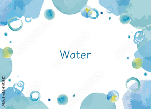 水彩で描いた水のイメージ　フレーム素材