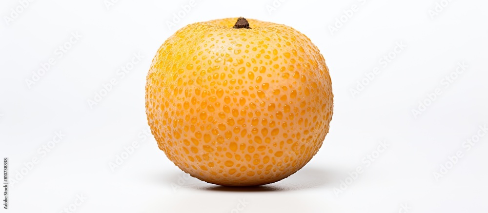 A close up view of a Durain fruit isolated on a white background with plenty of copy space for other elements A close up view of a Durain fruit isolated on a white background with plenty of copy space for other elements