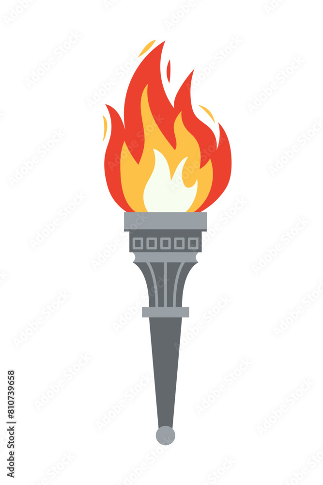 Vector burning flame torch icon isolated on white background. Sport flat style games victory symbol. Winner abstract sign. Vector burning flame torch icon isolated on white background. Sport flat style games victory symbol. Winner abstract sign.