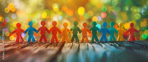 People of all colors holding hands, inclusive business mindset values dignity and respect for all individuals, Symbolizing Diversity and Community Unity in a Vibrant Representation photo