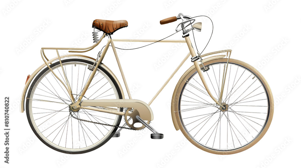 a classic bicycle with a step-through frame, brown saddle, and brown handlebars. a classic bicycle with a step-through frame, brown saddle, and brown handlebars.