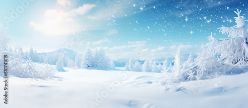 Snowy winter background with sparkling snow in a sunny snowfall Represents the Christmas concept Ideal for a greeting card s copy space image 176 characters
