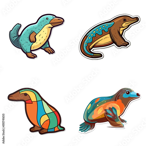 Cartoon platypus illustrations in colorful and creative styles. Unique vector animals perfect for stickers, kids’ designs, educational materials, and fun wildlife-themed projects.

