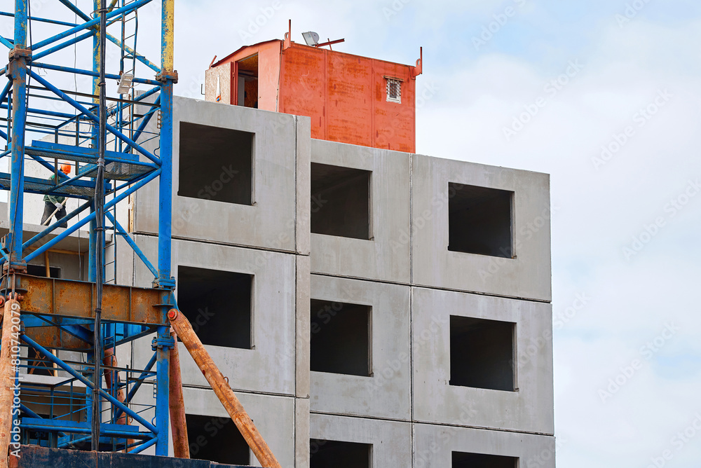 Construction of residential panel building. Construction of multi-storey residential buildings with various apartment blocks in large-panel execution Construction of residential panel building. Construction of multi-storey residential buildings with various apartment blocks in large-panel execution