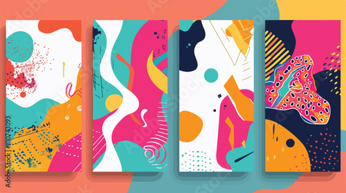 Four of bright vertical posters for carnival