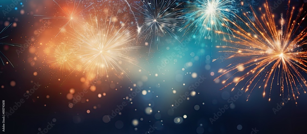 Fototapeta premium Blurred motion captures the vibrant sparkle of burning sparklers illuminating the festivities of Christmas New Year and Independence Day celebrations in this captivating copy space image