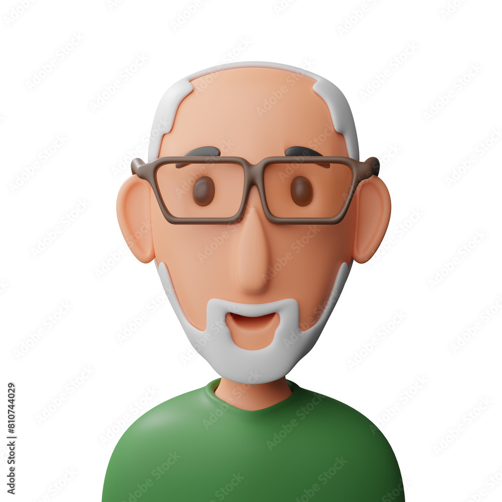 Old man avatar 3d illustration