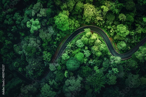 A winding road cuts through a lush green forest, showcasing the natural beauty of the surroundings © Ilia Nesolenyi