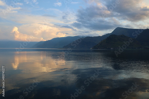 Stunning scenery of volcanic lake Toba - largest and deepest crater lake in the world located in North Sumatra, Indonesia © Tom