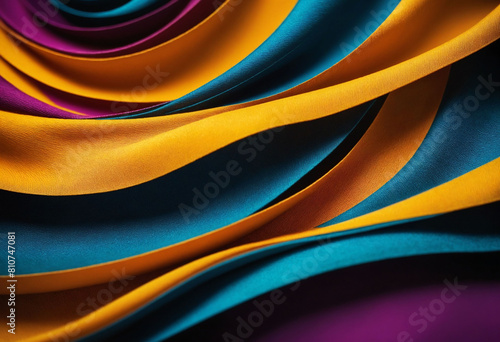 Vibrant, colorful waves flowing across a sleek fabric background, ideal for energetic and lively graphic designs © Giuseppe Cammino