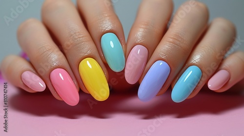gel nails in pastelle colours  very minimalistic and pretty