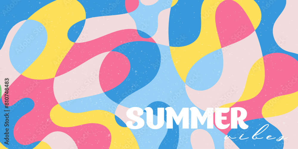 Creative concept of summer bright and juicy cards. Modern abstract art design with liquid shapes with overlay effect. Templates for celebration, ads, branding, banner, cover, label, poster, sales
