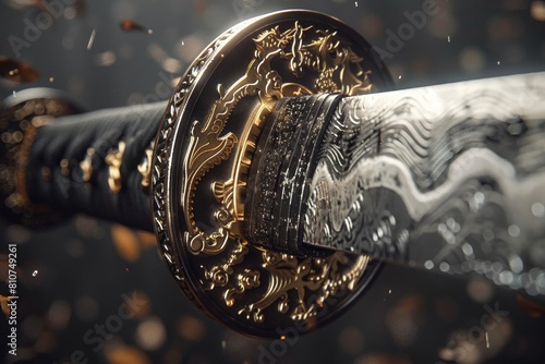 a sleek and deadly Katana sword with intricate details and patterns