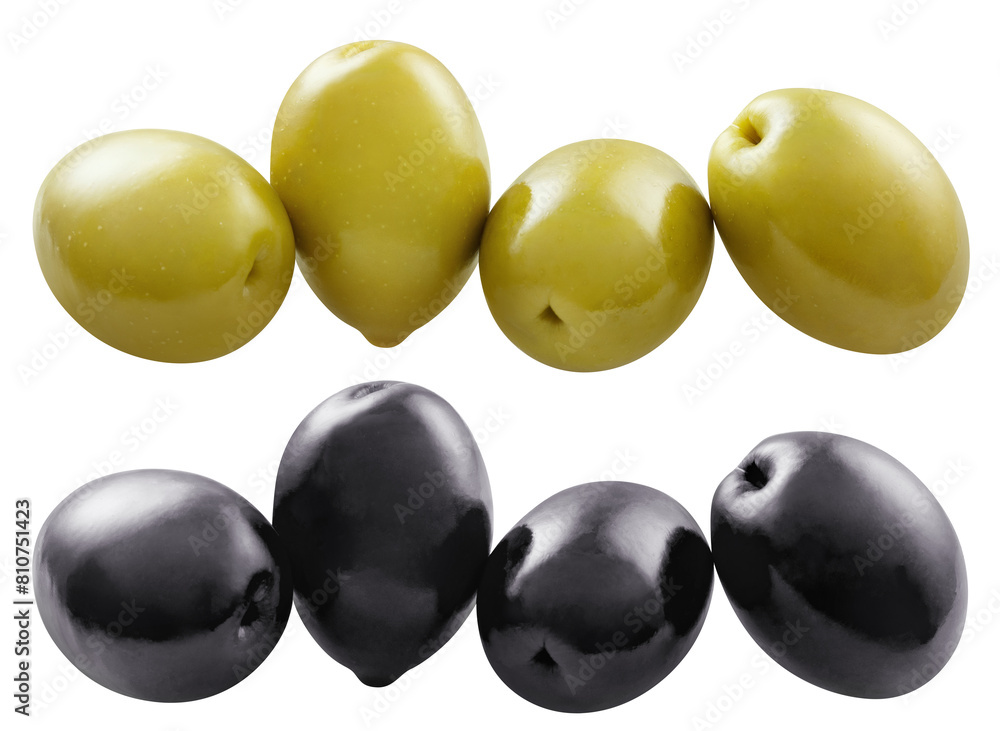 Set of delicious olives cut out Set of delicious olives cut out