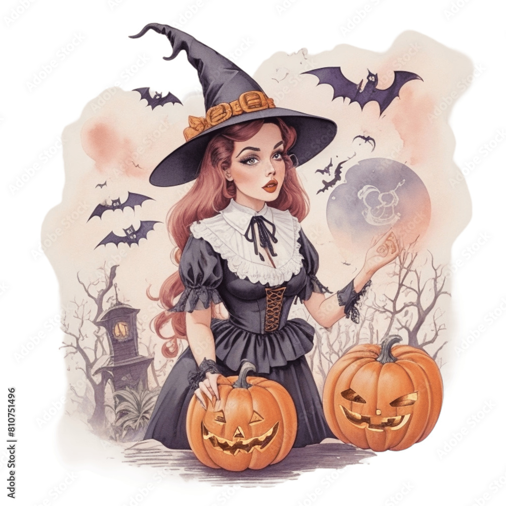 halloween witch with pumpkin halloween witch with pumpkin