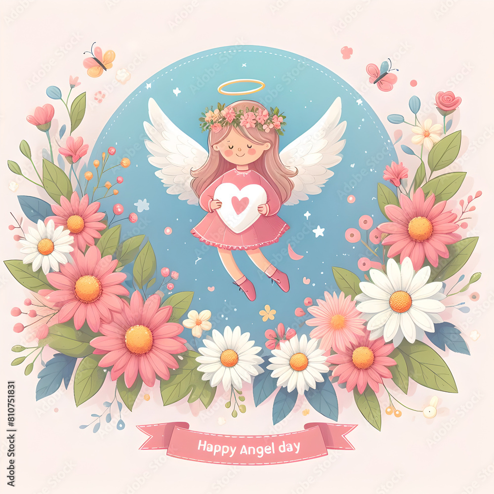 Happy Angel Day Postcard Happy Angel Day Postcard
