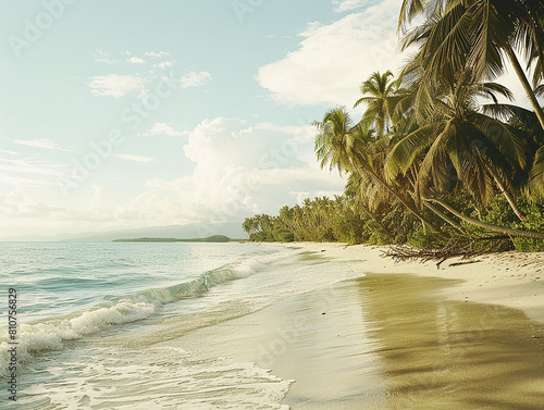 Beach with palm trees and sea, Summer, Coconut