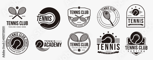 Set of vintage badge emblem Tennis club logo, Tennis tournament vector icon on white background