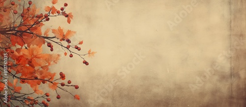 An autumn themed vintage background with copy space image