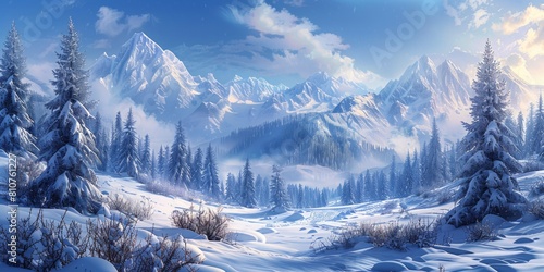 snowcovered winter mountain landscape photo