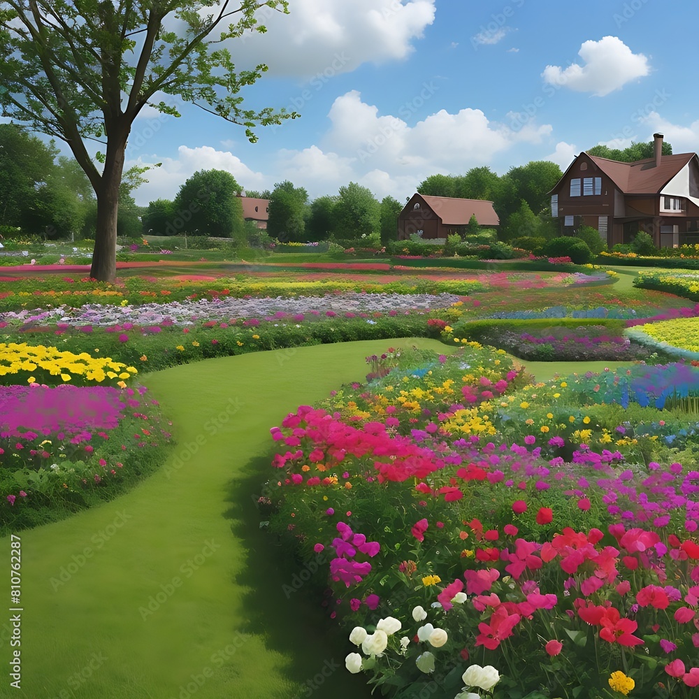 Obraz premium flower bed in the park