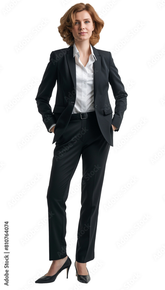 A middle-aged woman in a business suit, a full-length portrait of a 40-year-old businesswoman, a cut-out background A middle-aged woman in a business suit, a full-length portrait of a 40-year-old businesswoman, a cut-out background