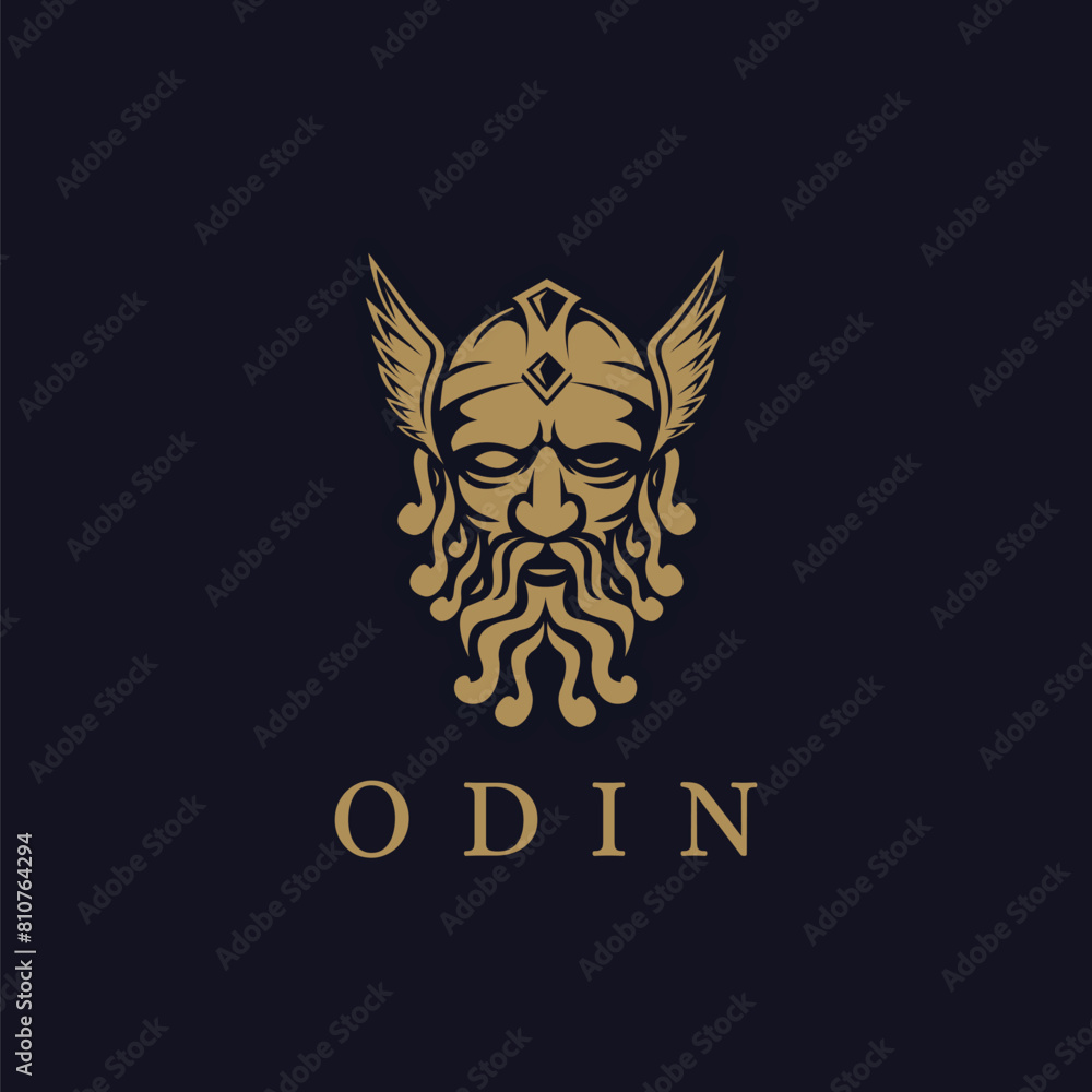 Head of Nordic Odin God logo vector illustration on dark background Head of Nordic Odin God logo vector illustration on dark background